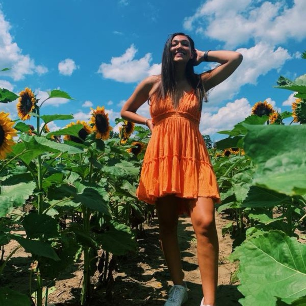 FREE PEOPLE // Tiered Mini Halter Sundress in Orange
